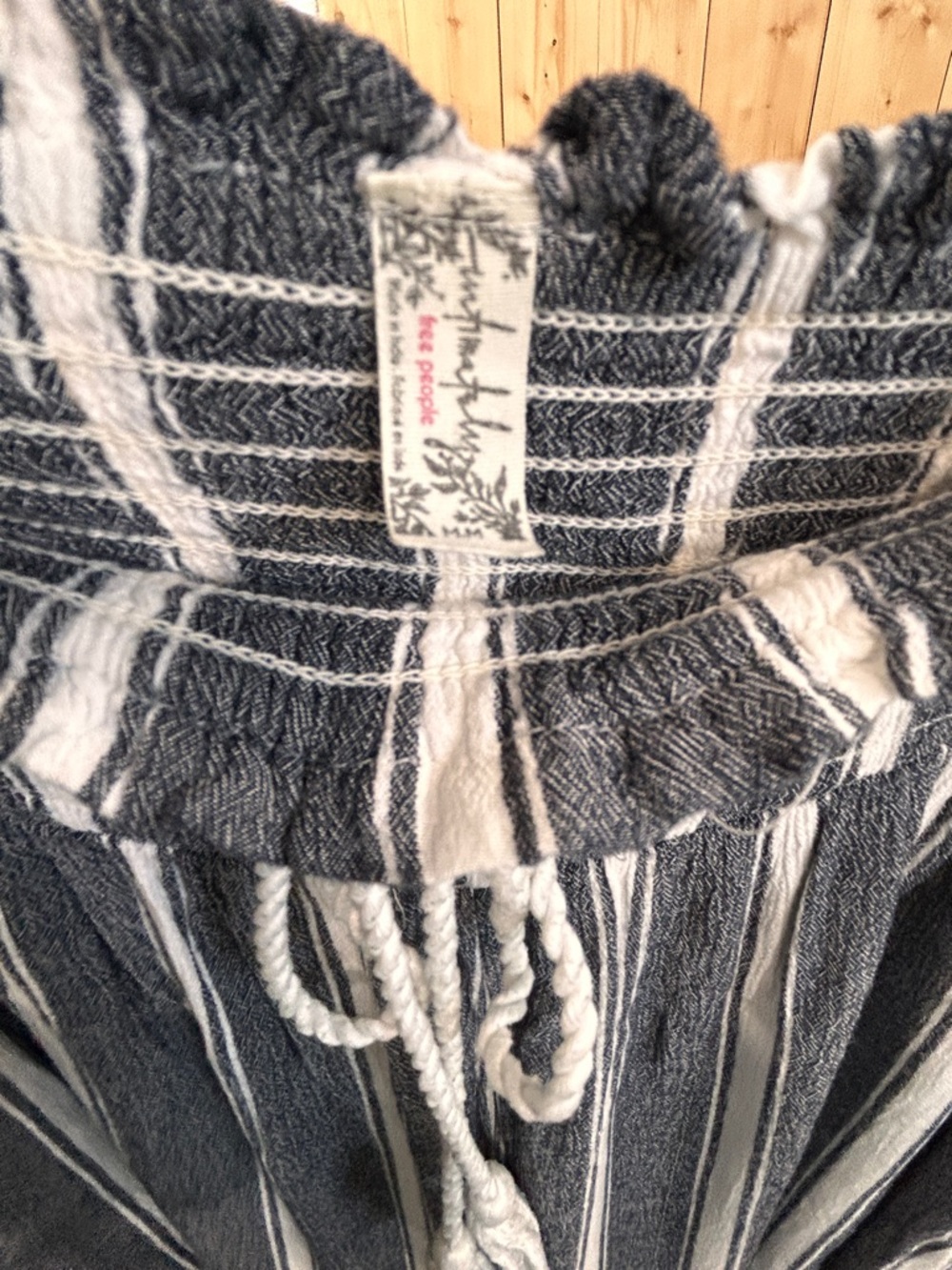 Free People All Weekend Long Striped Palazzo Pants - Grey/White, Festival Boho - Picture 2 of 7